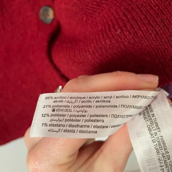 Zara Argyle Knit Button Cardigan Sweater Red Blue Size  Small - Picture 8 of 8